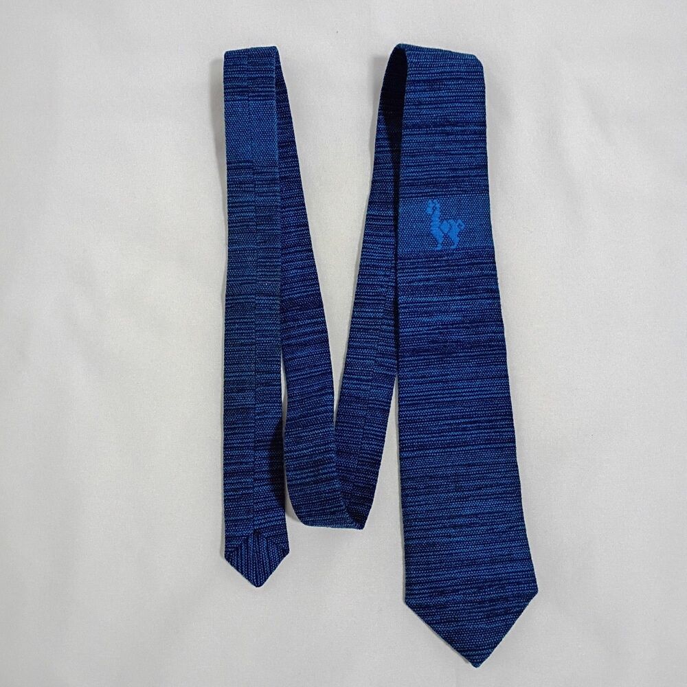 Vintage Peru Llama Wool Woven Tie 54" X 3" Blue AAAA